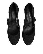 Dolce & Gabbana Black Mary Jane Taormina Lace Pumps Shoes