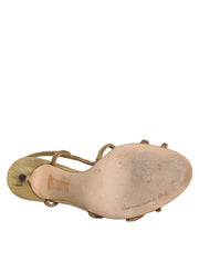 Dolce & Gabbana Gold Strass Ankle Strap Heels Sandals Shoes