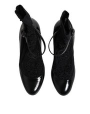 Dolce & Gabbana Black Leather Lace Socks Heels Pumps Shoes