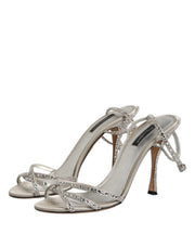 Dolce & Gabbana Silver Strass Ankle Strap KEIRA Sandals Shoes