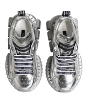Dolce & Gabbana Silver Leather Super Queen Sneakers Shoes