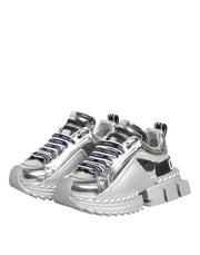 Dolce & Gabbana Silver Leather Super Queen Sneakers Shoes