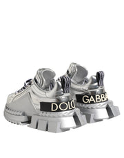 Dolce & Gabbana Silver Leather Super Queen Sneakers Shoes