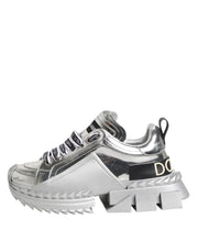 Dolce & Gabbana Silver Leather Super Queen Sneakers Shoes