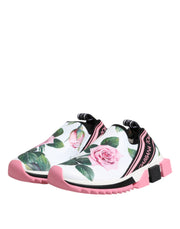 Dolce & Gabbana White Rose Print Sorrento Sneakers Shoes