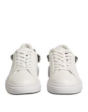 John Richmond White Rhinestone Embellished Sneakers Shoes
