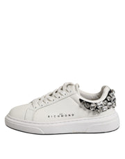 John Richmond White Rhinestone Embellished Sneakers Shoes