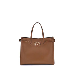Valentino Garavani Brown Calf Leather Bos Taurus Shoulder Bag