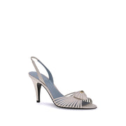 Valentino Garavani White Calf Leather Bos Taurus Stiletto Heel Sandals
