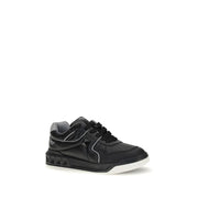 Valentino Garavani Black Calf Leather Bos Taurus Low Top Sneakers