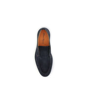 Santoni Blue Calf Leather Bos Taurus Slip-On Loafers