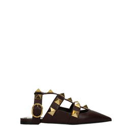 Valentino Garavani Brown Leather Flat Sandals