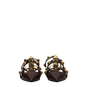 Valentino Garavani Brown Leather Flat Sandals