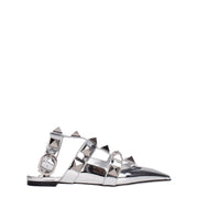 Valentino Garavani Gray Leather Flat Sandals