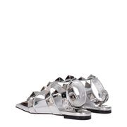 Valentino Garavani Gray Leather Flat Sandals