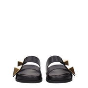 Valentino Garavani Black Leather Slippers