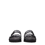Palm Angels Black Leather Slippers