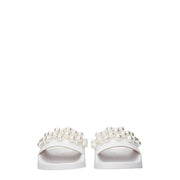 Stuart Weitzman White Leather Slippers