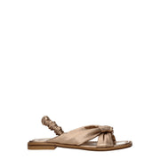 Stuart Weitzman Gold Leather Flat Sandals
