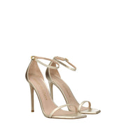 Stuart Weitzman Gold Leather Stiletto Heel Sandals