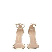 Stuart Weitzman Gold Leather Stiletto Heel Sandals