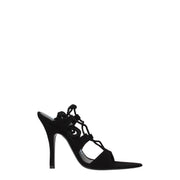 The Attico Black Leather Stiletto Heel Sandals