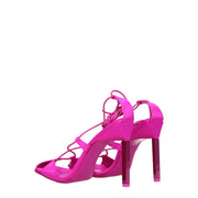 The Attico Pink Satin Stiletto Heel Sandals