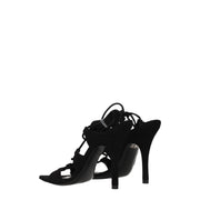 The Attico Black Leather Stiletto Heel Sandals