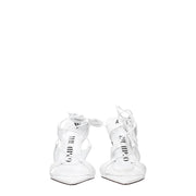 The Attico White Leather Stiletto Heel Sandals