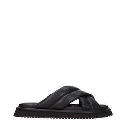 Dolce & Gabbana Black Leather Slippers