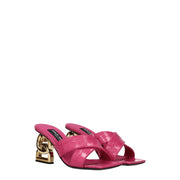 Dolce & Gabbana Pink Leather Platform Sandals