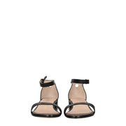 Stuart Weitzman Black Leather Flat Sandals