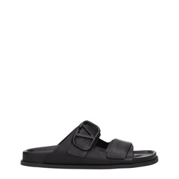 Valentino Garavani Black Leather Slippers