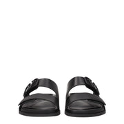 Valentino Garavani Black Leather Slippers