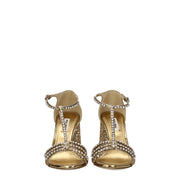 Miu Miu Gold Plastic Platform Sandals
