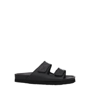 Palm Angels Black Leather Flat Sandals