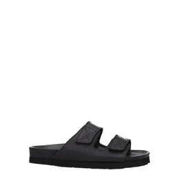 Palm Angels Black Leather Flat Sandals