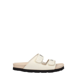 Palm Angels Beige Leather Flat Sandals