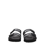 Palm Angels Black Leather Flat Sandals