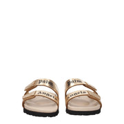 Palm Angels Gold Leather Slippers