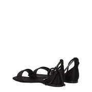 Max Mara Black Satin Flat Sandals