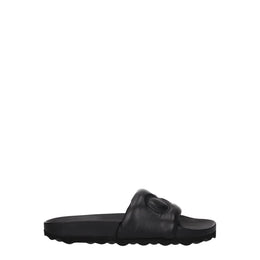 Off-White Black Leather Slippers