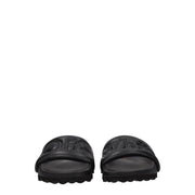 Off-White Black Leather Slippers