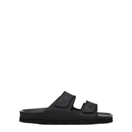 Palm Angels Black Leather Slippers