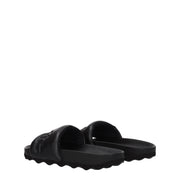 Off-White Black Leather Slippers