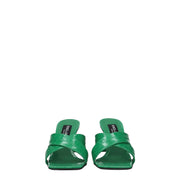 Dolce & Gabbana Green Leather Flat Sandals