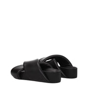 Jil Sander Black Leather Slippers