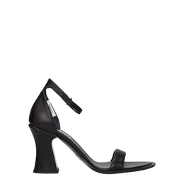 Premiata Black Leather Flat Sandals
