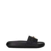 Versace Black Leather Slippers