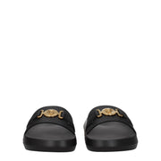 Versace Black Leather Slippers